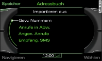 Nummer aus den Anruflisten übernehmen